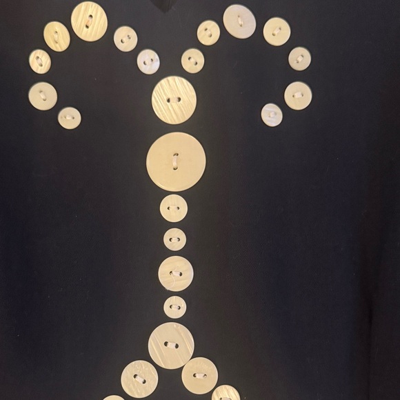 Sue Wong Black Long Sleeve Dress with Ivory Button Embellishment - Picture 5 of 7